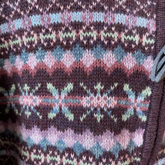 Tiara size large zip front cardigan plum fair isle layer career work fall winter - Picture 5 of 16